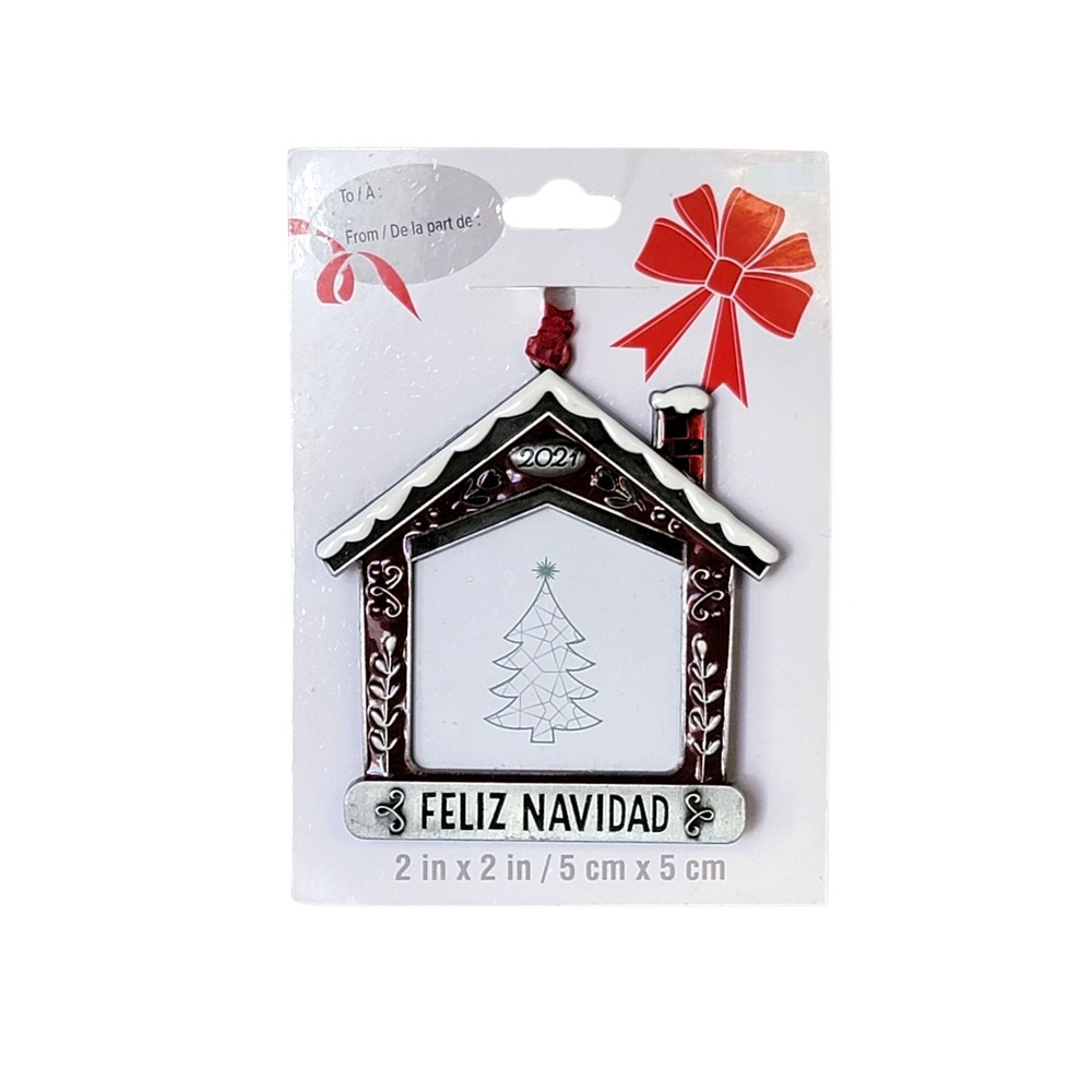 Studio Decor 2021 Feliz Navidad Photo Ornament Red House Christmas‎ Decoration